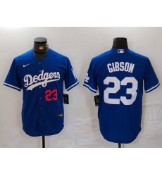 Men Los Angeles Dodgers 23 Kirk Gibson Blue Cool Base Stitched Baseball Jersey 1