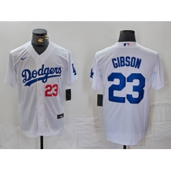 Men Los Angeles Dodgers 23 Kirk Gibson White Cool Base Stitched Baseball Jersey 1