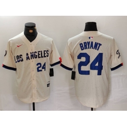 Men Los Angeles Dodgers 24 Kobe Bryant Cream Stitched Baseball Jersey 1