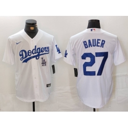 Men Los Angeles Dodgers 27 Trevor Bauer White Stitched Baseball Jersey 1