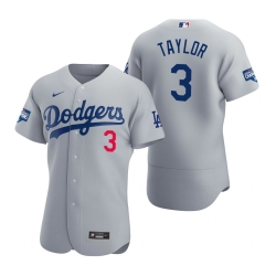 Men Los Angeles Dodgers 3 Chris Taylor Gray 2020 World Series Champions Flex Base Jersey