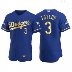 Men Los Angeles Dodgers 3 Chris Taylor Men Nike Authentic 2021 Gold Program World Series Champions MLB Jersey Royal