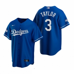 Men Los Angeles Dodgers 3 Chris Taylor Royal 2020 World Series Champions Replica Jersey