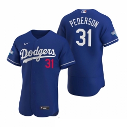 Men Los Angeles Dodgers 31 Joc Pederson Royal 2020 World Series Champions Flex Base Jersey