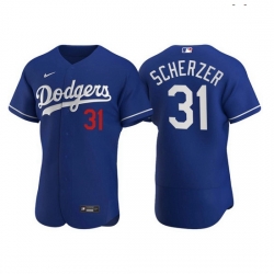 Men Los Angeles Dodgers 31 Max Scherzer Men Nike Royal Alternate 2020 Authentic Player MLB Jersey