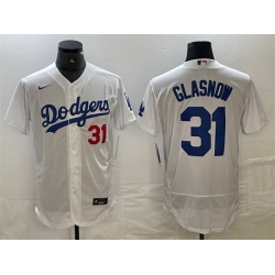 Men Los Angeles Dodgers 31 Tyler Glasnow White Flex Base Stitched Baseball Jersey Men Los Angeles Dodgers 31 Tyler Glasnow White Flex Base Stitched Baseball Jersey