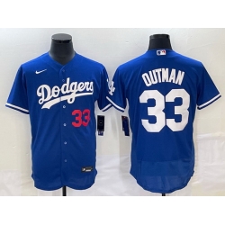 Men Los Angeles Dodgers 33 James Outman Blue Flex Base Stitched Baseball Jersey Men Los Angeles Dodgers 33 James Outman Blue Flex Base Stitched Baseball Jersey