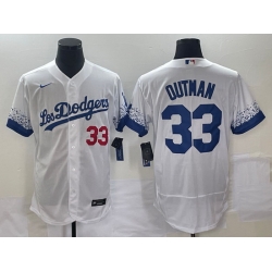 Men Los Angeles Dodgers 33 James Outman White City Connect Flex Base Stitched Baseball Jersey Men Los Angeles Dodgers 33 James Outman White City Connect Flex Base Stitched Baseball Jersey