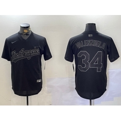 Men Los Angeles Dodgers 34 Black Cool Base Stitched Baseball Jersey