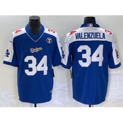 Men Los Angeles Dodgers 34 Toro Valenzuela Blue Vin Scully Patch Stitched Jersey Men Los Angeles Dodgers 34 Toro Valenzuela Blue Vin Scully Patch Stitched Jersey