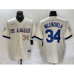 Men Los Angeles Dodgers 34 Toro Valenzuela Cream Stitched Baseball Jersey 5
