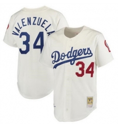 Men Los Angeles Dodgers 34 Toro Valenzuela Cream With Patch Cool Base Stitched Baseball Jersey