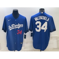 Men Los Angeles Dodgers 34 Toro Valenzuela Royal City Connect Cool Base Stitched Baseball Jersey