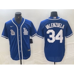 Men Los Angeles Dodgers 34 Toro Valenzuela Royal Stitched Jersey