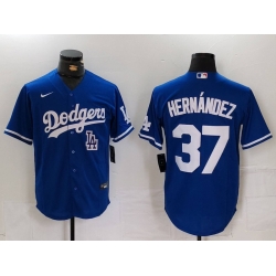 Men Los Angeles Dodgers 37 Teoscar Hernandez Blue Cool Base Stitched Baseball Jersey 5