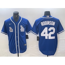 Men Los Angeles Dodgers 42 Jackie Robinson BLUE Cool Base Stitched Baseball Jersey