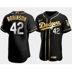 Men Los Angeles Dodgers 42 Jackie Robinson Black Gold Stitched Baseball Jersey Men Los Angeles Dodgers 42 Jackie Robinson Black Gold Stitched Baseball Jersey