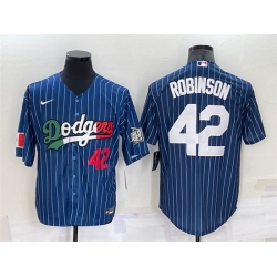 Men Los Angeles Dodgers 42 Jackie Robinson Navy Mexico World Series Cool Base Stitched Baseball Jersey