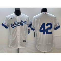 Men Los Angeles Dodgers 42 Jackie Robinson White City Connect Flex Base Stitched Baseball Jersey Men Los Angeles Dodgers 42 Jackie Robinson White City Connect Flex Base Stitched Baseball Jersey