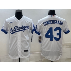 Men Los Angeles Dodgers 43 Noah Syndergaard White City Connect Flex Base Stitched Baseball Jersey Men Los Angeles Dodgers 43 Noah Syndergaard White City Connect Flex Base Stitched Baseball Jersey
