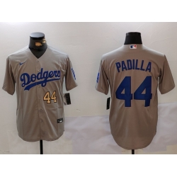 Men Los Angeles Dodgers 44 Vicente Padilla Grey Cool Base Stitched Baseball Jersey 10