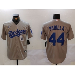 Men Los Angeles Dodgers 44 Vicente Padilla Grey Cool Base Stitched Baseball Jersey 7