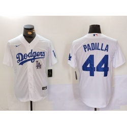 Men Los Angeles Dodgers 44 Vicente Padilla White Cool Base Stitched Baseball Jersey 5