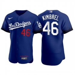 Men Los Angeles Dodgers 46 Craig Kimbrel Royal City Connect Flex Base Stitched jersey