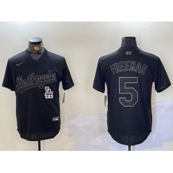 Men Los Angeles Dodgers 5 Black Cool Base Stitched Baseball Jersey 2