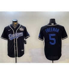 Men Los Angeles Dodgers 5 Freddie Freeman Black 2024 World Series Cool Base Stitched Baseball Jersey