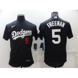 Men Los Angeles Dodgers 5 Freddie Freeman Black Flex Base Stitched jersey