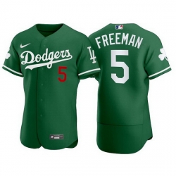 Men Los Angeles Dodgers 5 Freddie Freeman Green Flex Base Stitched jersey