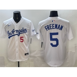 Men Los Angeles Dodgers  5 Freddie Freeman White Alternate Stadium Stitched Baseball Jersey