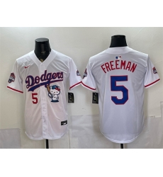 Men Los Angeles Dodgers  5 Freddie Freeman White Hello Kitty Night 2025 World Series Champions Patch Stitched Baseball Jersey