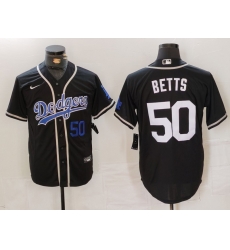 Men Los Angeles Dodgers 50 Mookie Betts Black Fashion Cool Base Stitched Baseball Jersey 2