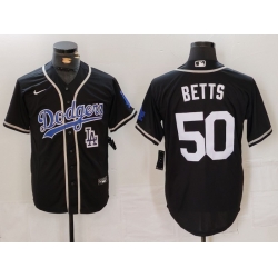 Men Los Angeles Dodgers 50 Mookie Betts Black Fashion Cool Base Stitched Baseball Jersey 4