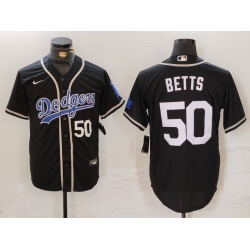 Men Los Angeles Dodgers 50 Mookie Betts Black Fashion Cool Base Stitched Baseball Jersey 5