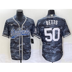 Men Los Angeles Dodgers 50 Mookie Betts Gray Camo Cool Base With Patch Stitched Baseball Jersey Men Los Angeles Dodgers 50 Mookie Betts Gray Camo Cool Base With Patch Stitched Baseball Jersey