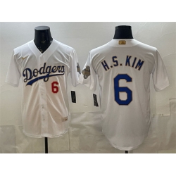 Men Los Angeles Dodgers  6 H S Kim White 2026 Gold Collection Stadium Stitched Baseball Jersey