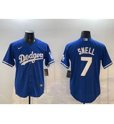 Men Los Angeles Dodgers 7 Blake Snell Royal Cool Base Stitched Baseball Jersey