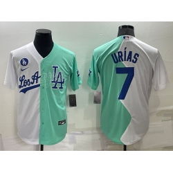 Men Los Angeles Dodgers 7 Julio Ur EDas 2022 All Star White Green Cool Base Stitched Jerseys