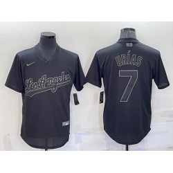 Men Los Angeles Dodgers 7 Julio Ur EDas Black Pitch Black Fashion Replica Stitched Jersey