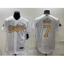 Men Los Angeles Dodgers 7 Julio Urias 2022 All Star White Flex Base Stitched Baseball Jersey Men Los Angeles Dodgers 7 Julio Urias 2022 All Star White Flex Base Stitched Baseball Jersey
