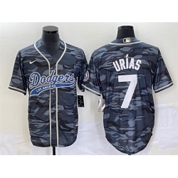 Men Los Angeles Dodgers 7 Julio Urias Gray Camo Cool Base With Patch Stitched Baseball Jersey Men Los Angeles Dodgers 7 Julio Urias Gray Camo Cool Base With Patch Stitched Baseball Jersey