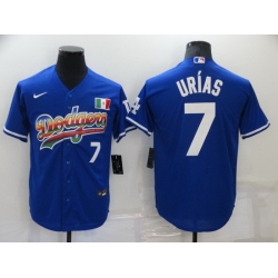 Men Los Angeles Dodgers 7 Julio Urias Royal Stitched Baseball jersey