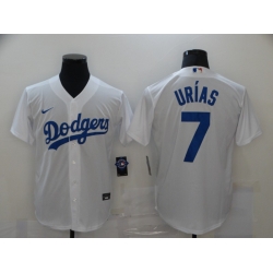 Men Los Angeles Dodgers 7 Julio Urias White 2020 Nike Cool Base Jersey