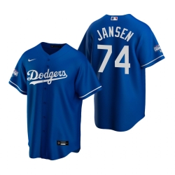 Men Los Angeles Dodgers 74 Kenley Jansen Royal 2020 World Series Champions Replica Jersey