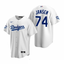 Men Los Angeles Dodgers 74 Kenley Jansen White 2020 World Series Champions Replica Jersey