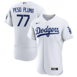 Men Los Angeles Dodgers 77 Peso Pluma White Flex Base Stitched Baseball JerseyS Men Los Angeles Dodgers 77 Peso Pluma White Flex Base Stitched Baseball JerseyS