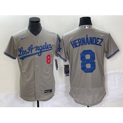 Men Los Angeles Dodgers 8 Enrique Hern E1ndez Gray Flex Base Stitched Baseball Jersey Men Los Angeles Dodgers 8 Enrique Hern E1ndez Gray Flex Base Stitched Baseball Jersey